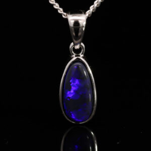 Sterling Silver Blue Purple Black Opal Pendant