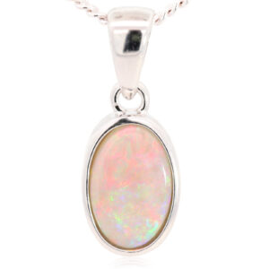 Sterling Silver Blue Green Orange Yellow Red Semi Black Opal Pendant