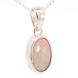 Sterling Silver Blue Green Orange Yellow Red Semi Black Opal Pendant