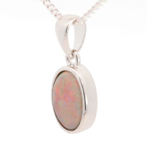 Sterling Silver Blue Green Orange Yellow Red Semi Black Opal Pendant