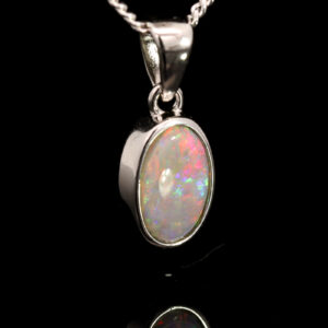 Sterling Silver Blue Green Orange Yellow Red Semi Black Opal Pendant