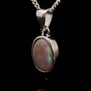 Sterling Silver Blue Green Orange Yellow Red Semi Black Opal Pendant
