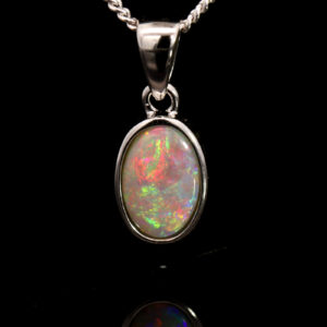 Sterling Silver Blue Green Orange Yellow Red Semi Black Opal Pendant