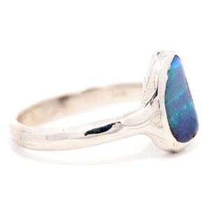 Sterling Silver Blue Green Purple Solid Australian Boulder Opal Ring
