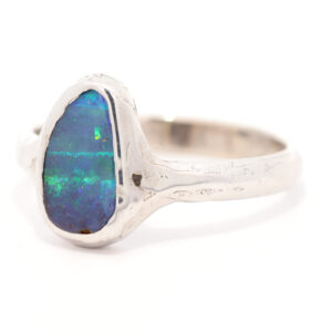 Sterling Silver Blue Green Purple Solid Australian Boulder Opal Ring