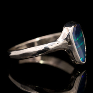 Sterling Silver Blue Green Purple Solid Australian Boulder Opal Ring