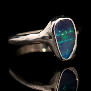 Sterling Silver Blue Green Purple Solid Australian Boulder Opal Ring