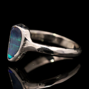 Sterling Silver Blue Green Purple Solid Australian Boulder Opal Ring