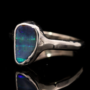 Sterling Silver Blue Green Purple Solid Australian Boulder Opal Ring