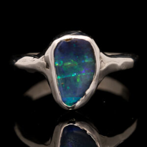Sterling Silver Blue Green Purple Solid Australian Boulder Opal Ring