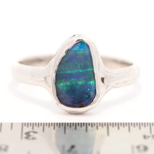 Sterling Silver Blue Green Purple Solid Australian Boulder Opal Ring