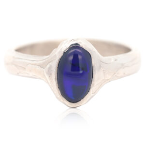 Sterling Silver Blue Purple Black Opal Unisex Ring