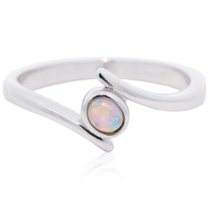 Sterling Silver Blue Green Yellow Orange Pink Crystal Opal Ring