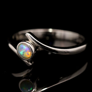 Sterling Silver Blue Green Yellow Orange Pink Crystal Opal Ring