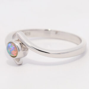 Sterling Silver Blue Green Yellow Orange Pink Crystal Opal Ring