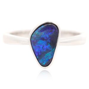 Sterling Silver Blue Green Solid Australian Boulder Opal Ring