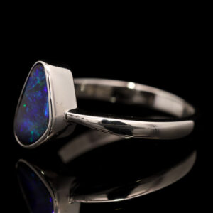 Sterling Silver Blue Green Solid Australian Boulder Opal Ring