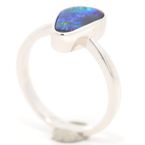 Sterling Silver Blue Green Solid Australian Boulder Opal Ring
