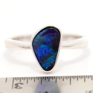 Sterling Silver Blue Green Solid Australian Boulder Opal Ring