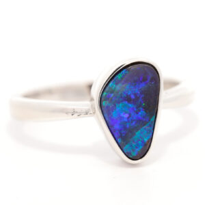 Sterling Silver Blue Green Solid Australian Boulder Opal Ring