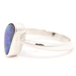 Sterling Silver Blue Green Solid Australian Boulder Opal Ring