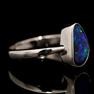 Sterling Silver Blue Green Solid Australian Boulder Opal Ring