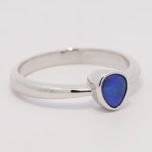 Sterling Silver Blue Green Black Opal Ring