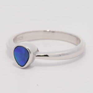 Sterling Silver Blue Green Black Opal Ring