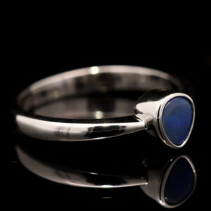 Sterling Silver Blue Green Black Opal Ring