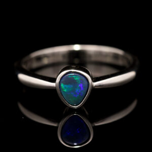 Sterling Silver Blue Green Black Opal Ring