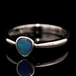 Sterling Silver Blue Green Black Opal Ring