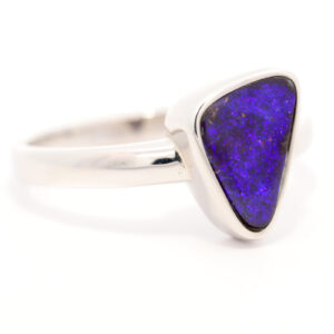 Sterling Silver Blue Purple Solid Australian Boulder Opal Ring