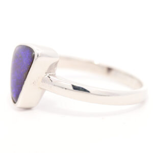 Sterling Silver Blue Purple Solid Australian Boulder Opal Ring