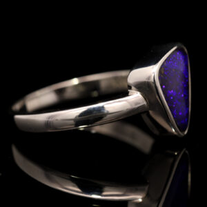 Sterling Silver Blue Purple Solid Australian Boulder Opal Ring