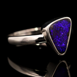 Sterling Silver Blue Purple Solid Australian Boulder Opal Ring