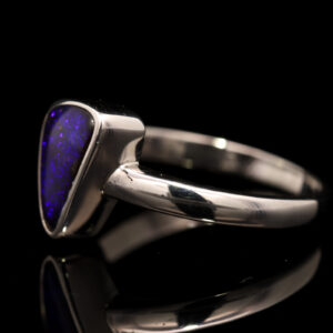 Sterling Silver Blue Purple Solid Australian Boulder Opal Ring