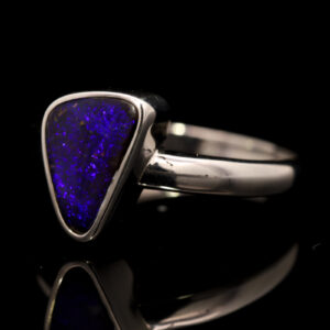 Sterling Silver Blue Purple Solid Australian Boulder Opal Ring