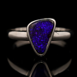 Sterling Silver Blue Purple Solid Australian Boulder Opal Ring