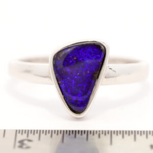 Sterling Silver Blue Purple Solid Australian Boulder Opal Ring