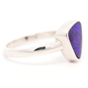 Sterling Silver Blue Purple Solid Australian Boulder Opal Ring
