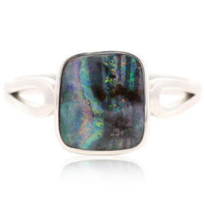 Sterling Silver Blue Green Orange Red Yellow Solid Australian Boulder Opal Ring