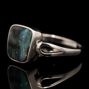 Sterling Silver Blue Green Orange Red Yellow Solid Australian Boulder Opal Ring