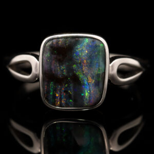 Sterling Silver Blue Green Orange Red Yellow Solid Australian Boulder Opal Ring