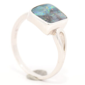 Sterling Silver Blue Green Orange Red Yellow Solid Australian Boulder Opal Ring