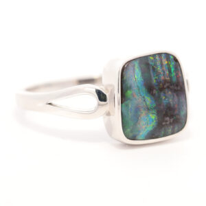 Sterling Silver Blue Green Orange Red Yellow Solid Australian Boulder Opal Ring