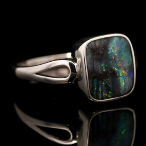 Sterling Silver Blue Green Orange Red Yellow Solid Australian Boulder Opal Ring