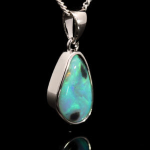 Sterling Silver Blue Green Black Opal Pendant