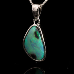 Sterling Silver Blue Green Black Opal Pendant