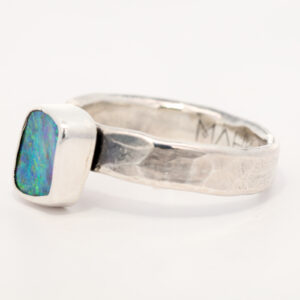 Sterling Silver Blue Green Yellow Orange Solid Australian Boulder Opal Ring