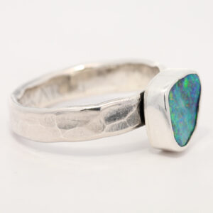 Sterling Silver Blue Green Yellow Orange Solid Australian Boulder Opal Ring